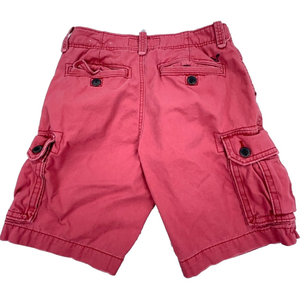 American Eagle Cargo Shorts Men 30 Pink Red Khaki Twill Dad Preppy AEO VTG Y2K